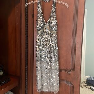 Cocktail dress  silver sequins and beading